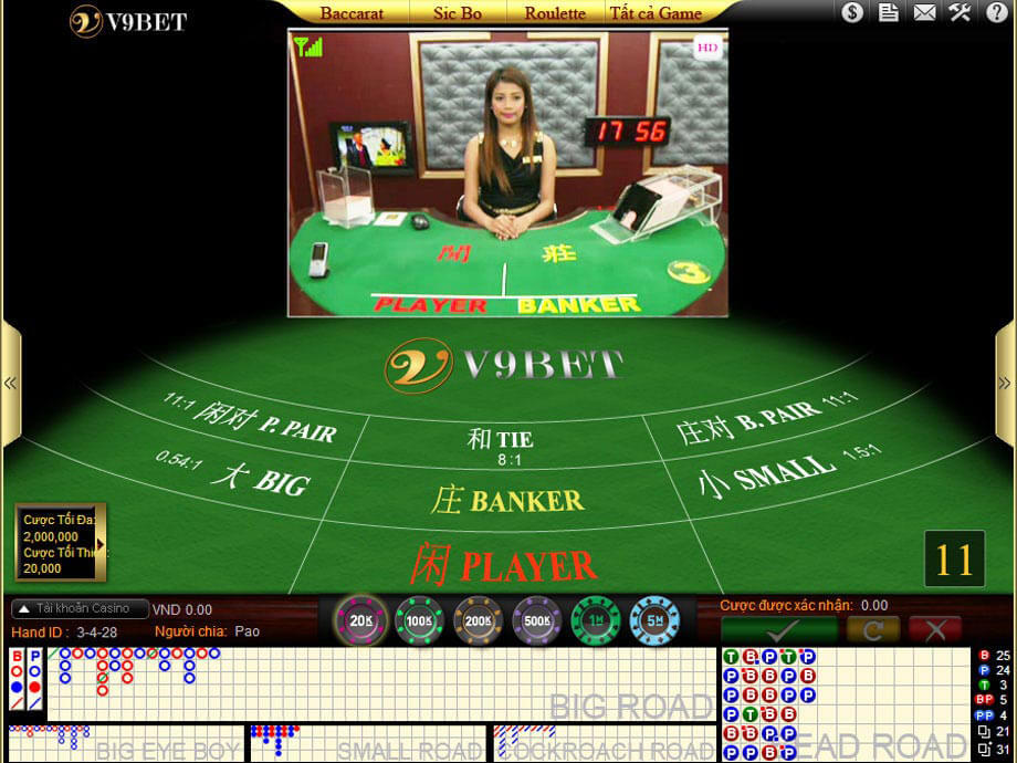 Hướng dẫn chơi Baccarat trực tuyến tại nhà cái casino V9Bet