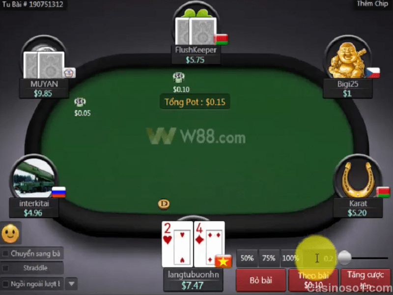 Hướng dẫn chơi Poker online tại nhà cái casino uy tín W88