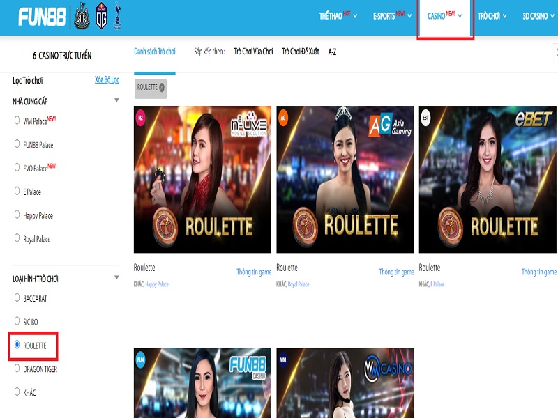 Hướng dẫn chơi Roulette Online tại nhà cái casino Fun88