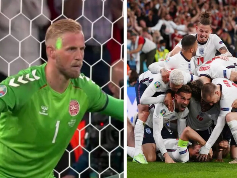 UEFA phạt Anh vụ 'đèn laser' chiếu vào thủ môn Đan Mạch tại bán kết Euro 2020